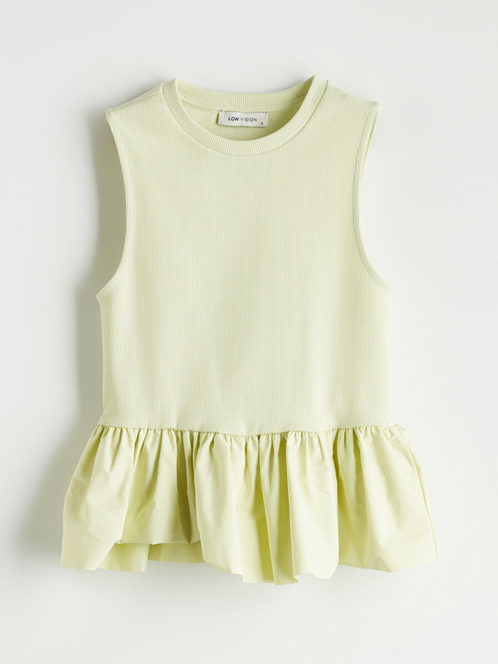 Crew Neck Ruffled Blouse -S5OR56Z8-FUA