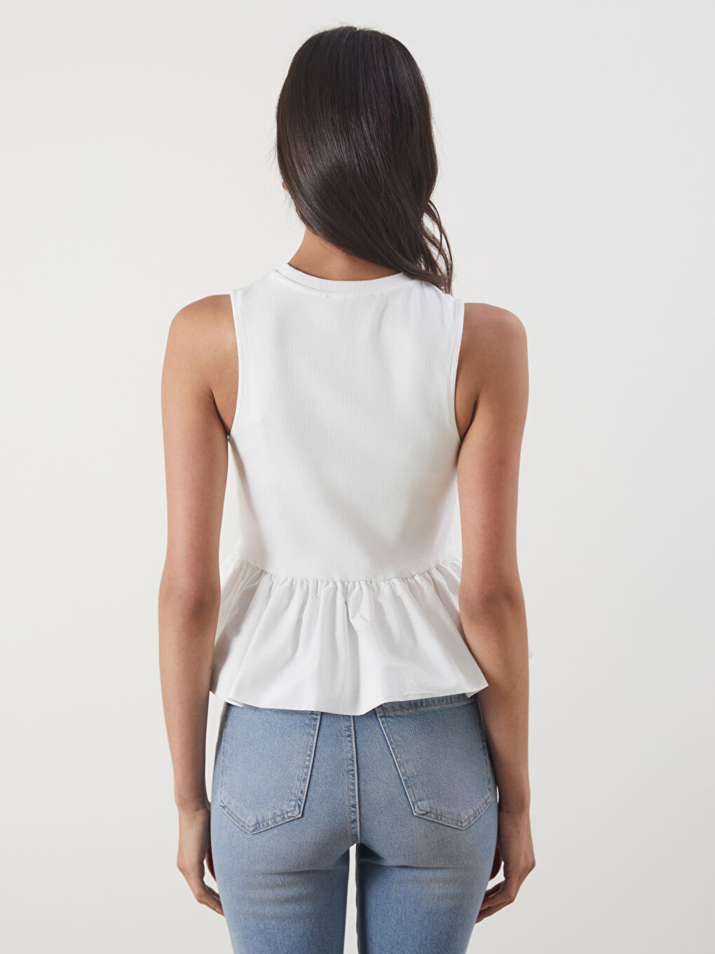 Crew Neck Ruffled Blouse -S5OR56Z8-R9J