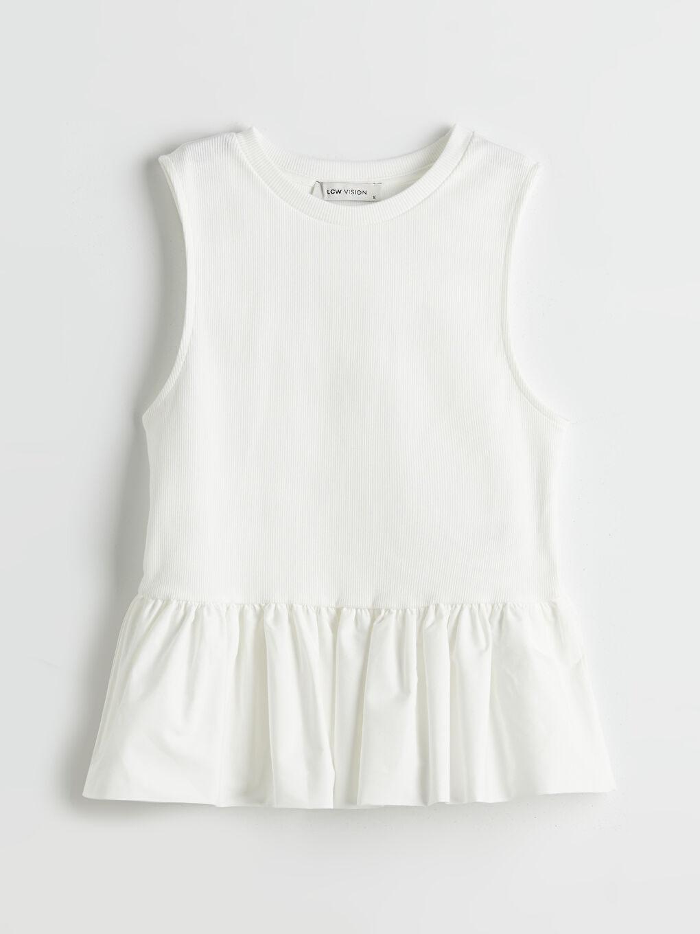 Crew Neck Ruffled Blouse -S5OR56Z8-R9J