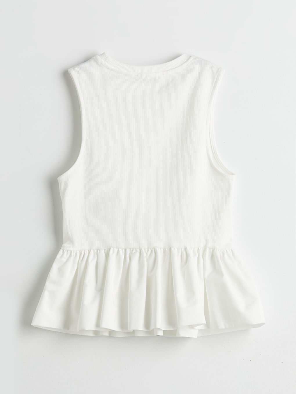 Crew Neck Ruffled Blouse -S5OR56Z8-R9J