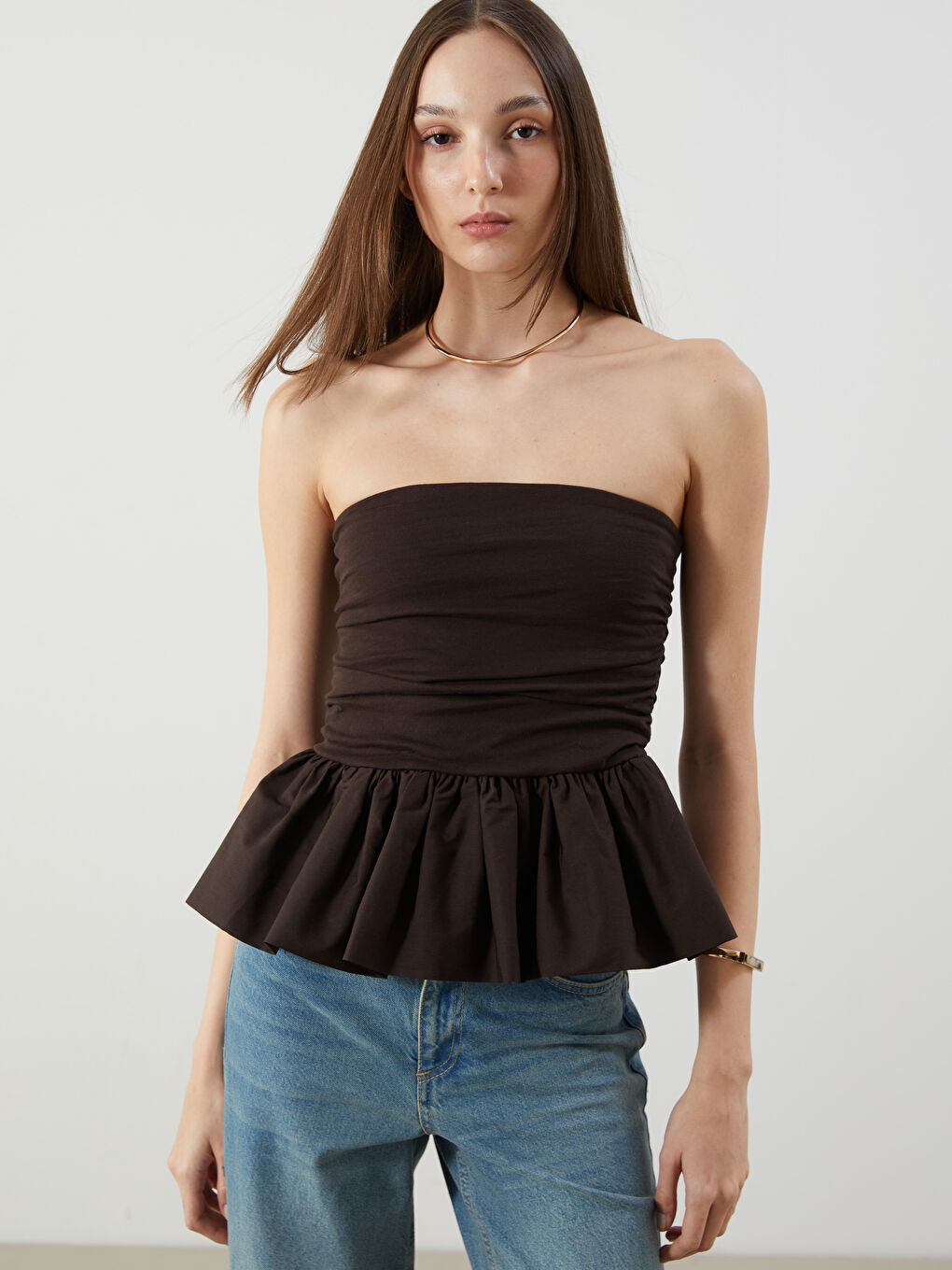 Strapless Gathered Blouse -S5OR59Z8-HDD