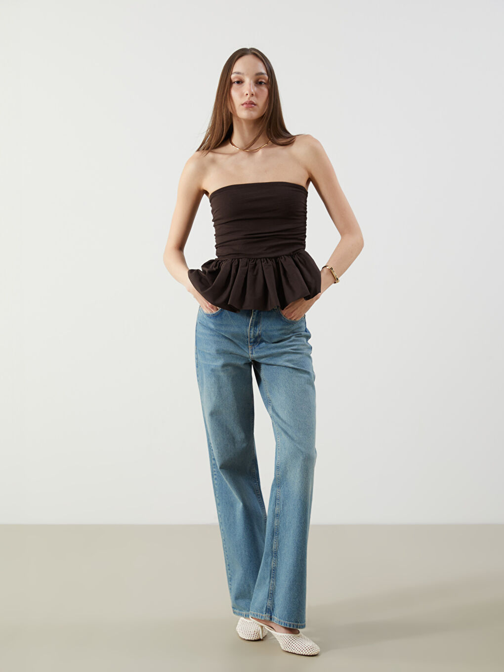 Strapless Gathered Blouse -S5OR59Z8-HDD