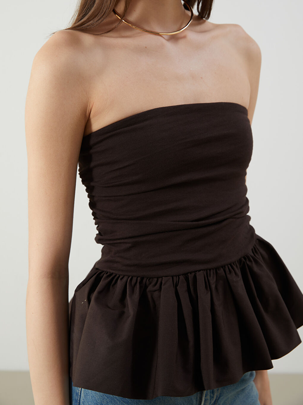Strapless Gathered Blouse -S5OR59Z8-HDD