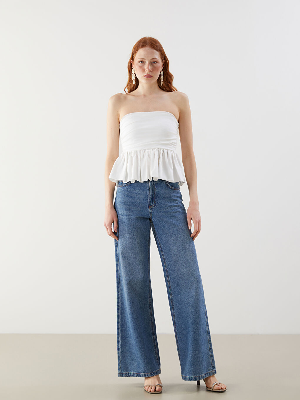 Strapless Gathered Blouse -S5OR59Z8-R9J