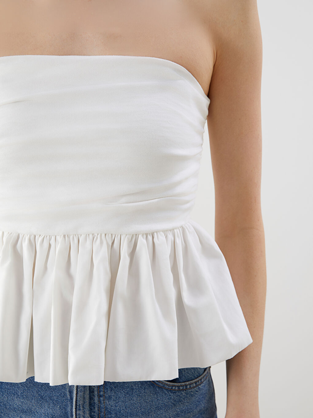 Strapless Gathered Blouse -S5OR59Z8-R9J
