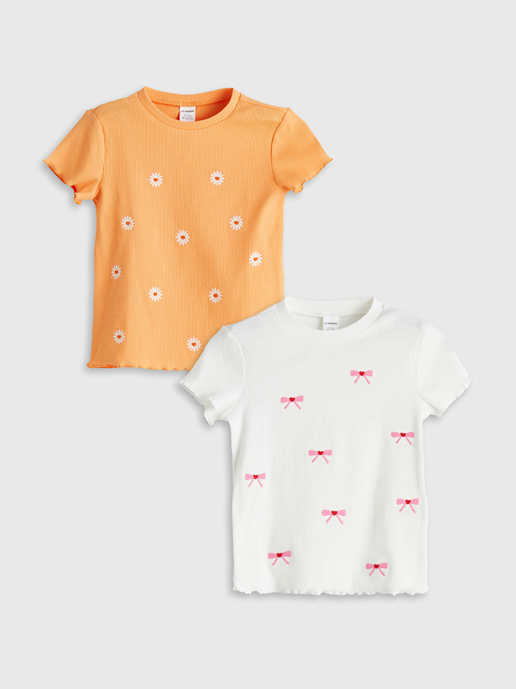 Crew Neck Floral Girls' T-Shirt 2 Pack -S5OR71Z1-S37