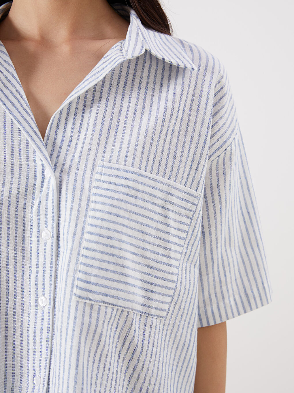 LCW Vision Striped Linen Blend Women's Shirt -S5OR94Z8-LGS