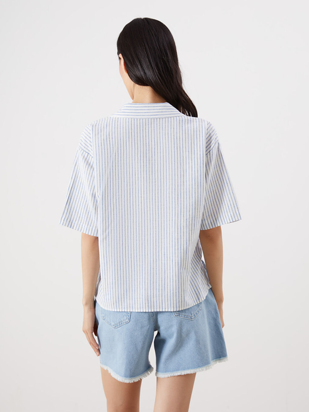 LCW Vision Striped Linen Blend Women's Shirt -S5OR94Z8-LGS