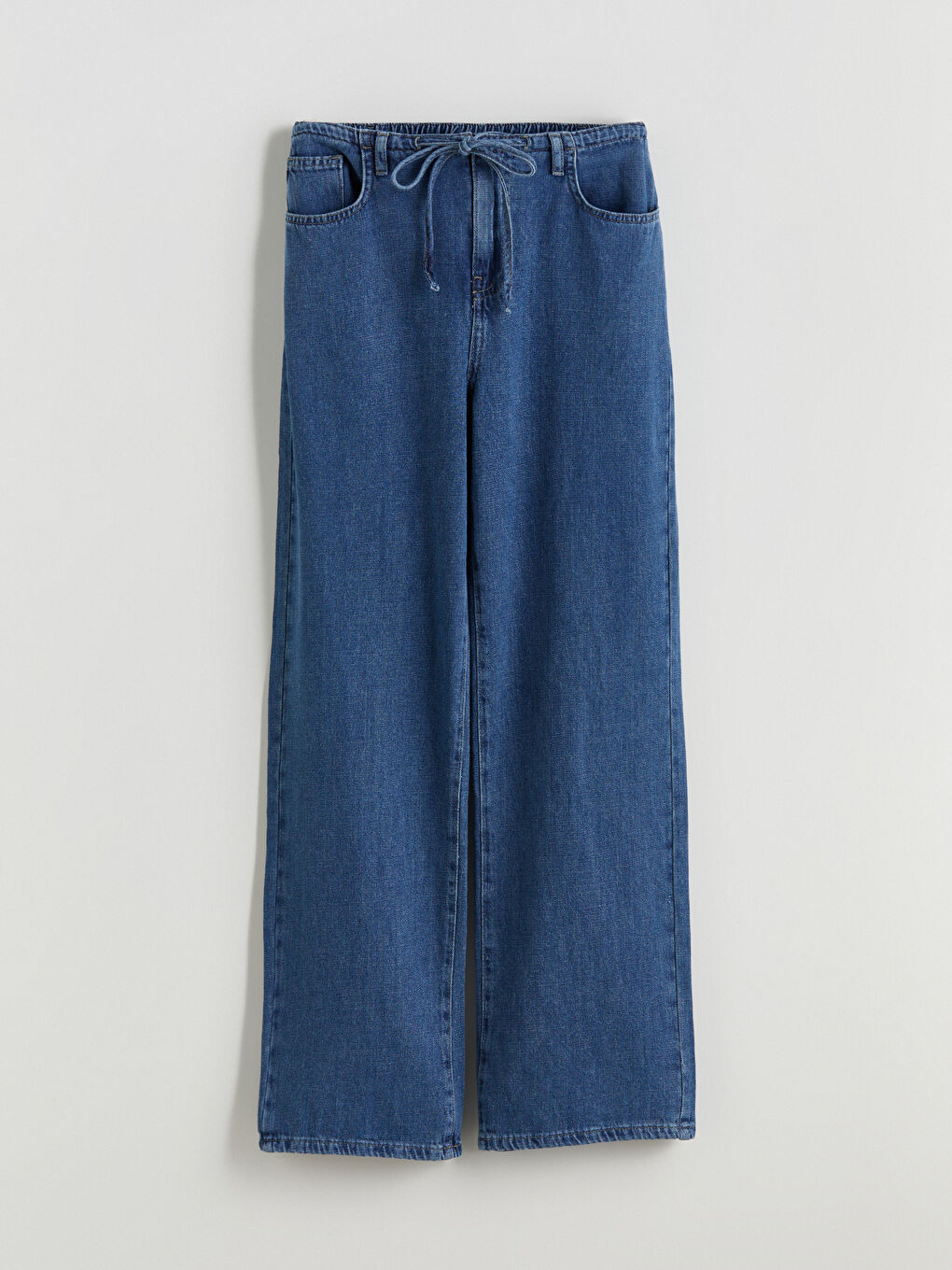 Джинсы с эластичным поясом и широкими брюками для женщин-4