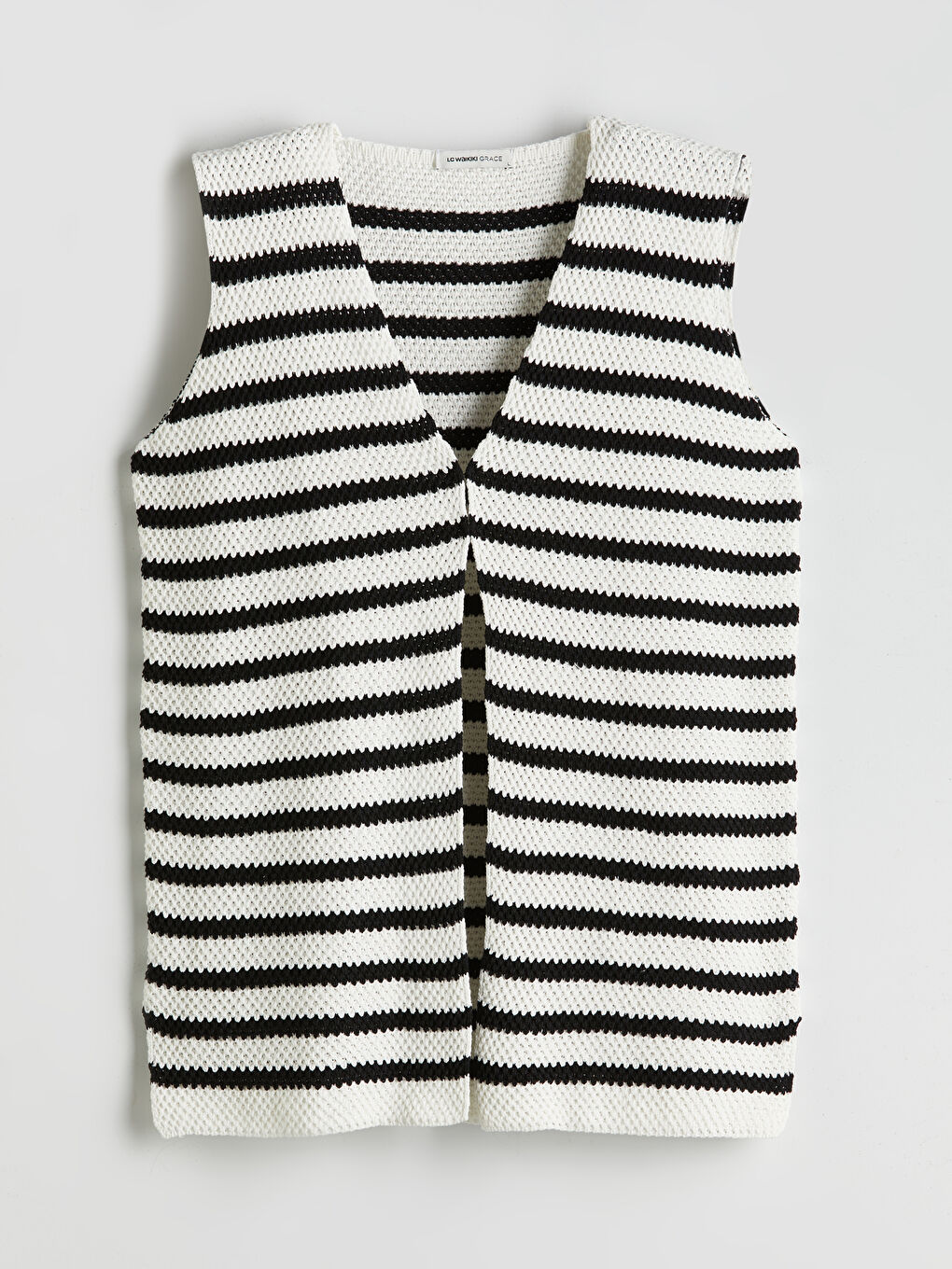V-Neck Striped Women's Knitwear Vest -S5OS24Z8-LEG