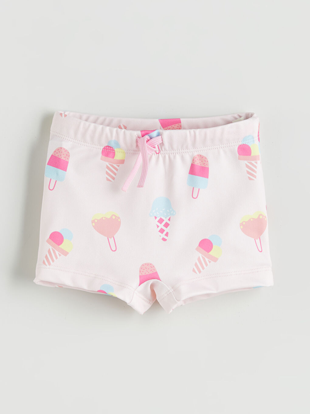 Pembe Desenli Kız Bebek Şort Mayo