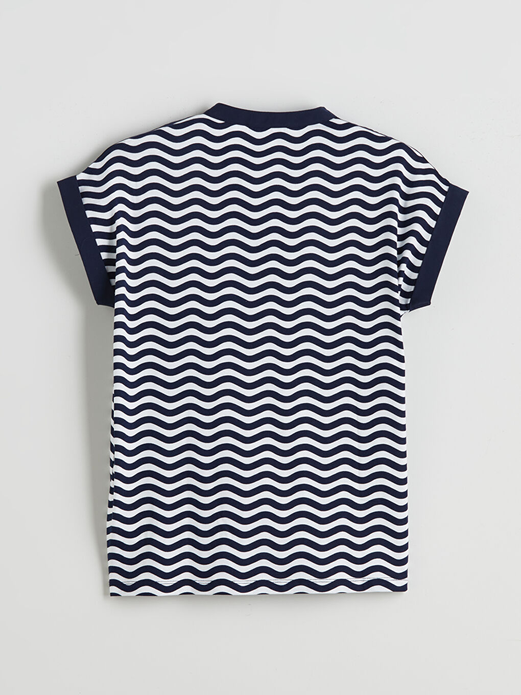 Lacivert Kaçık Yaka Çizgili Bluz-5