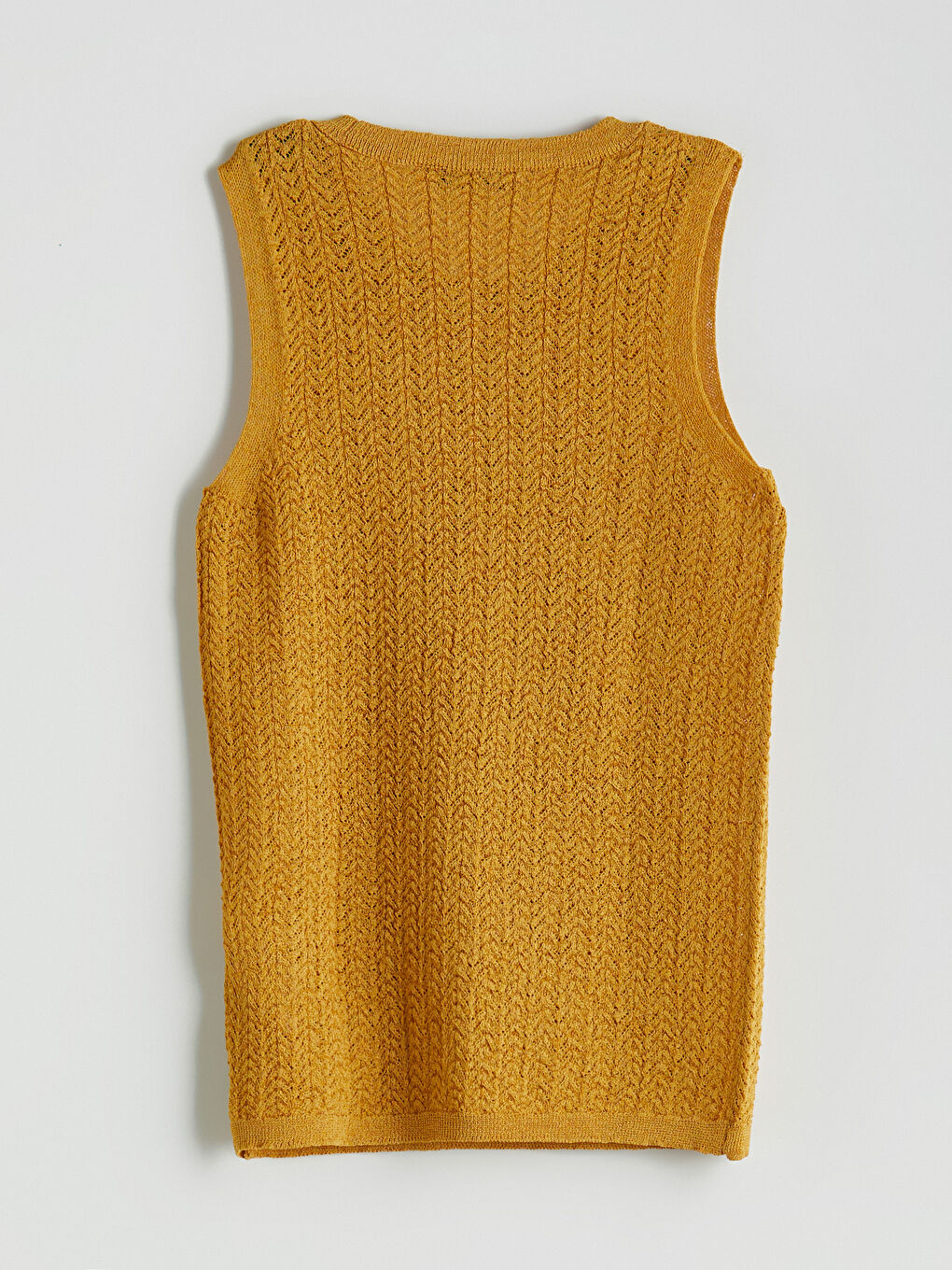 Sarı Bisiklet Yaka Kendinden Desenli Kadın Triko Atlet-5