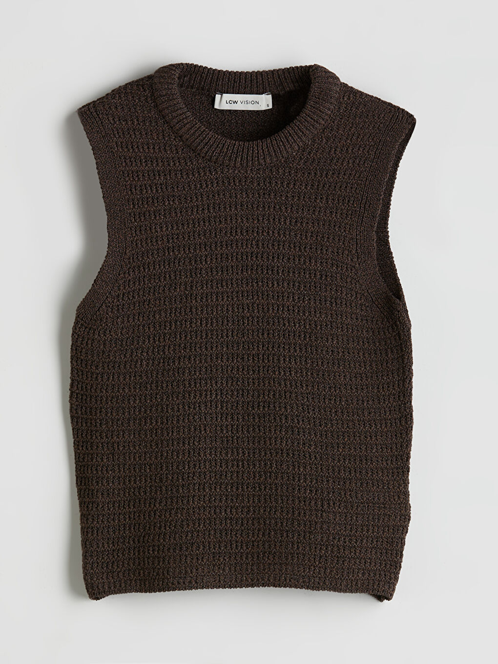 Kahverengi Bisiklet Yaka Kadın Triko Atlet-5