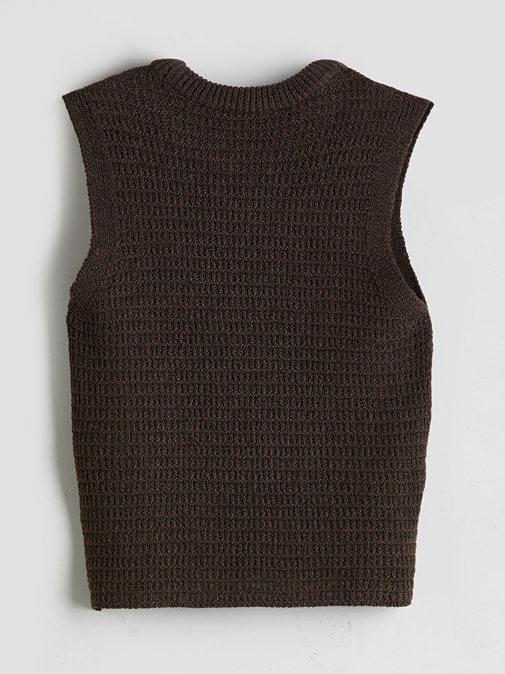 Kahverengi Bisiklet Yaka Kadın Triko Atlet-6