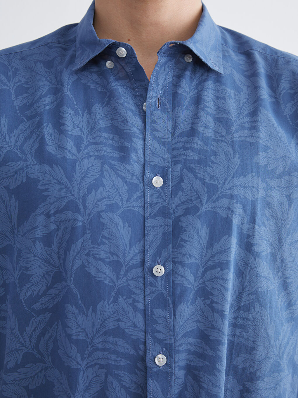İndigo Slim Fit Kısa Kollu Desenli Poplin Erkek Gömlek-2