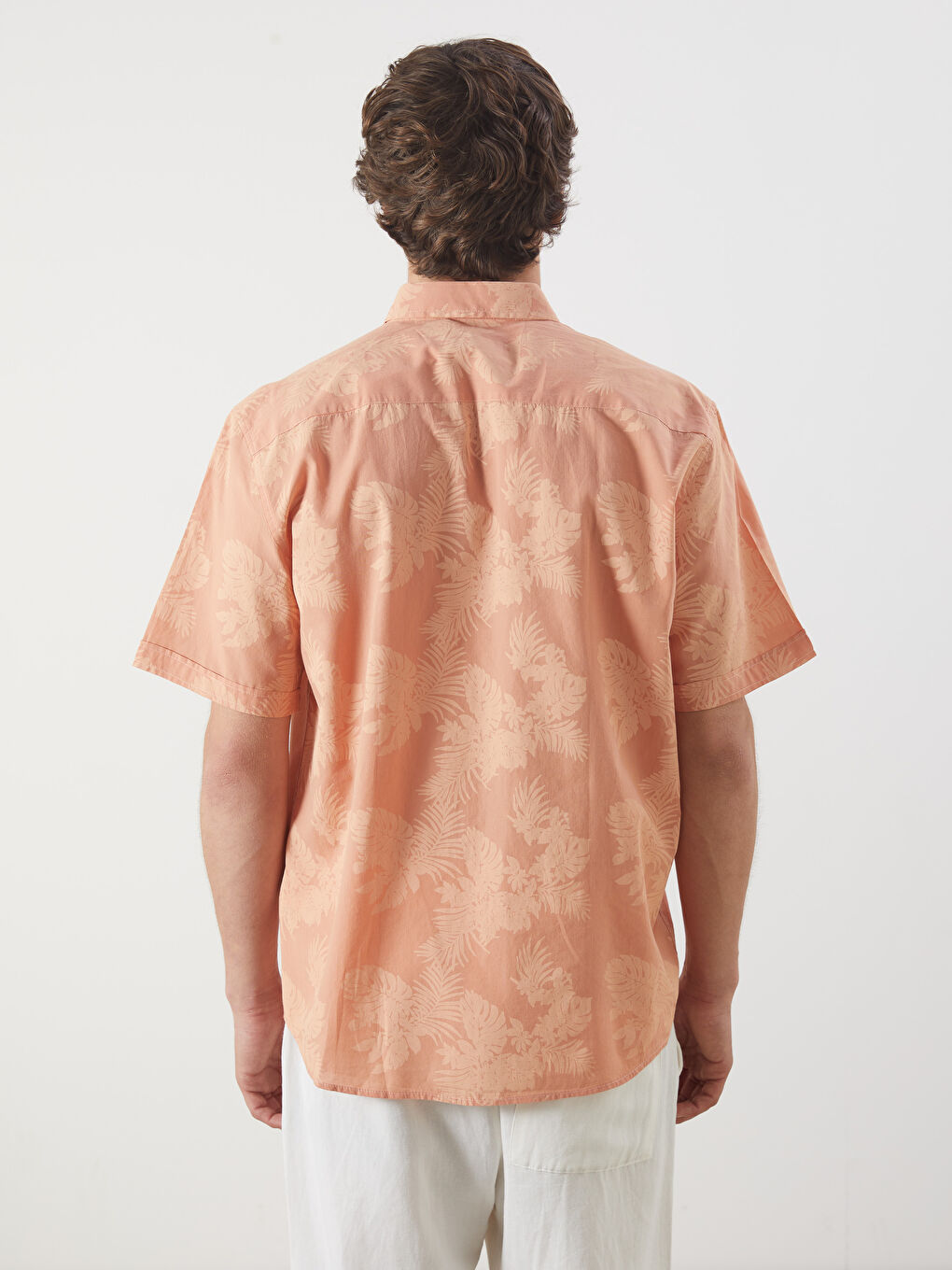 Slim Fit Short Sleeve Patterned Poplin Men's Shirt-3