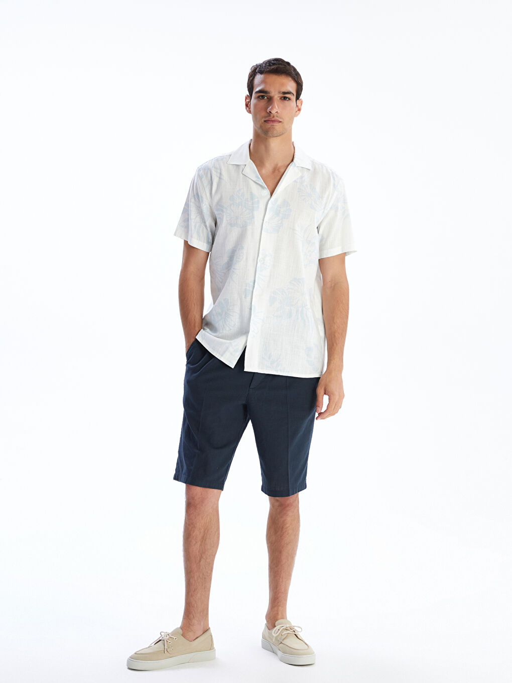 Regular Fit Short Sleeve Patterned Dobby Men's Shirt-2