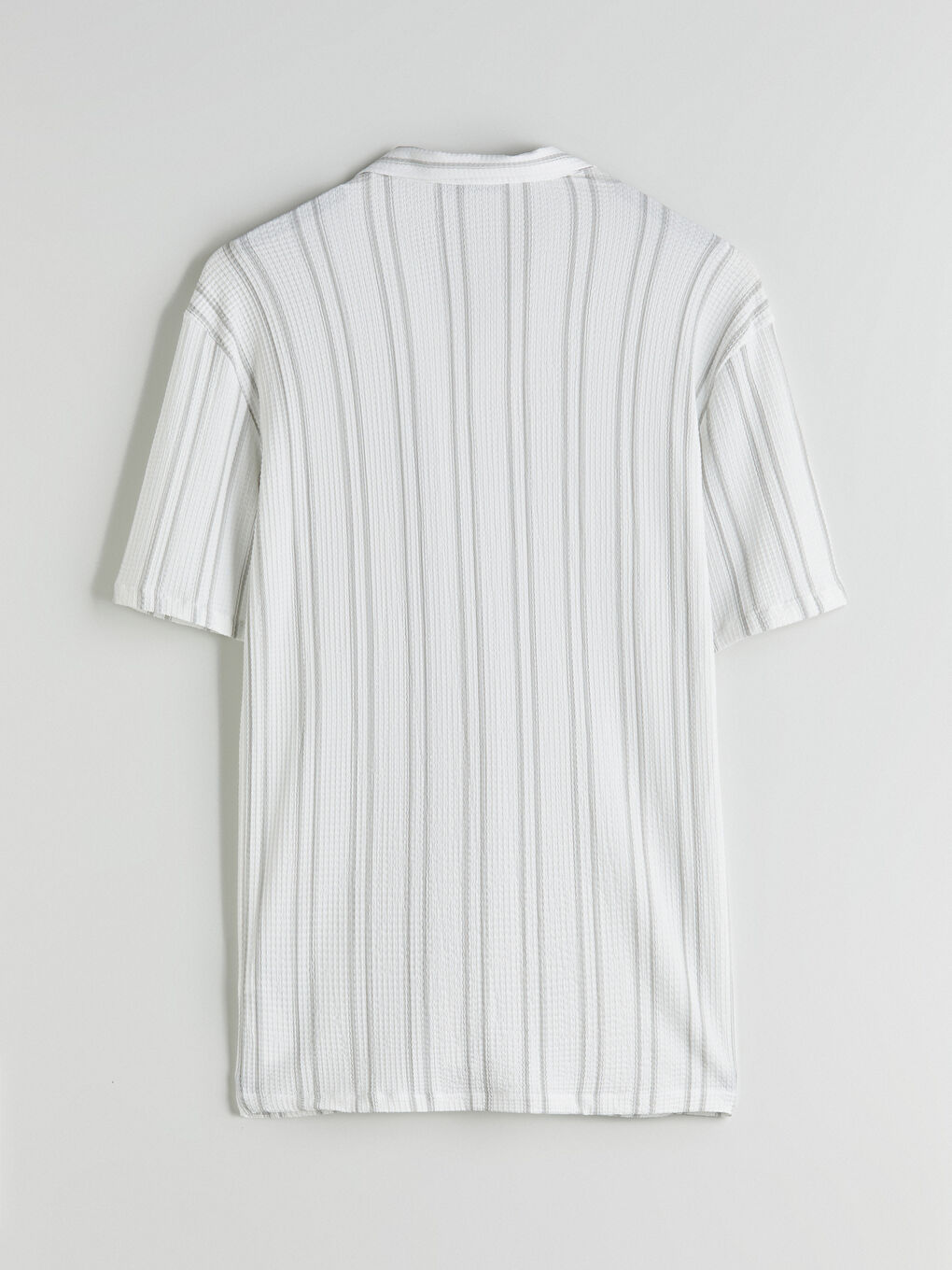 Gri Regular Fit Kısa Kollu Armürlü Erkek Gömlek-5