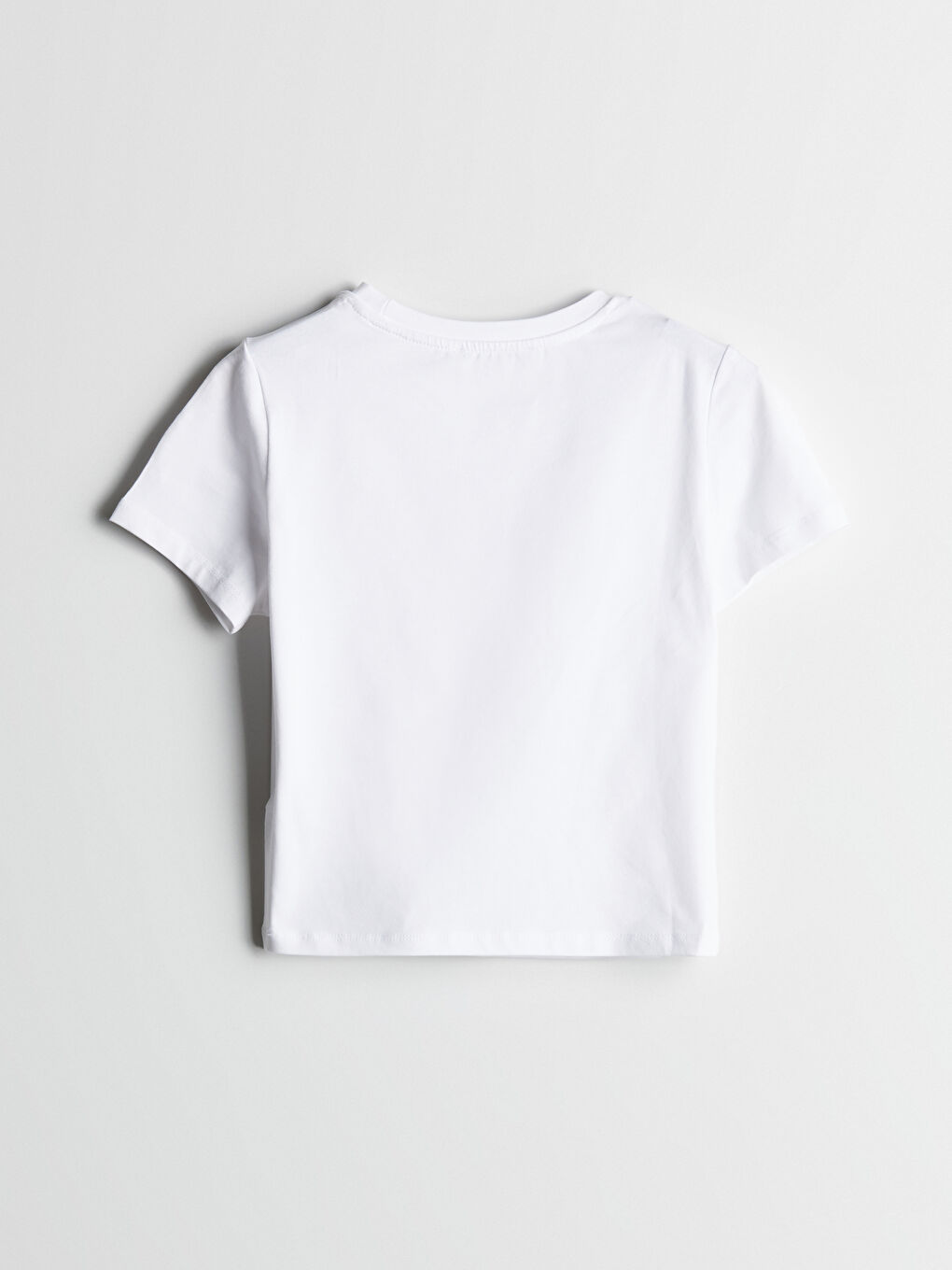 Beyaz Bisiklet Yaka Baskılı Crop-5