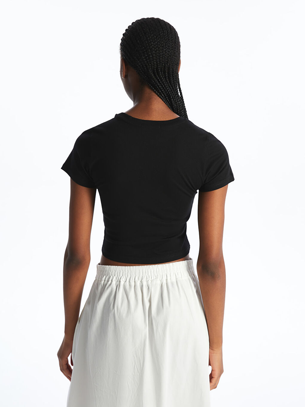 Siyah Bisiklet Yaka Los Angeles Baskılı Kadın Tişört-3