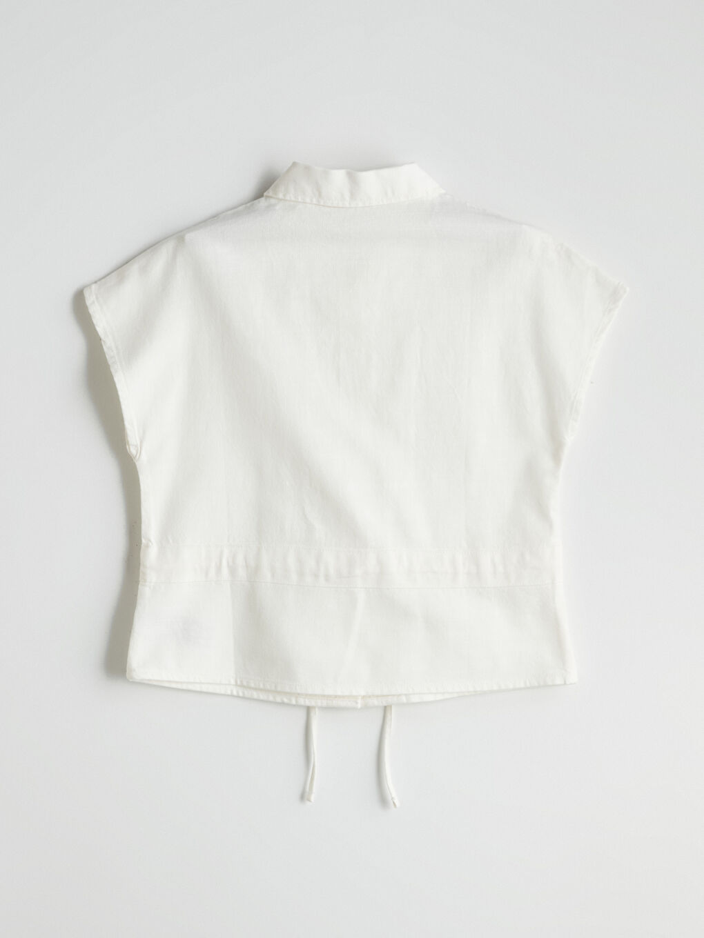 Beyaz Gömlek Yaka Kadın Yelek-5