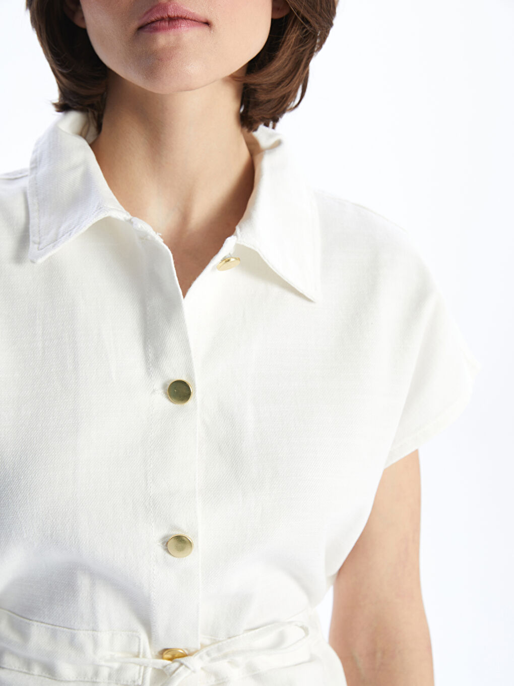 Beyaz Gömlek Yaka Kadın Yelek-2