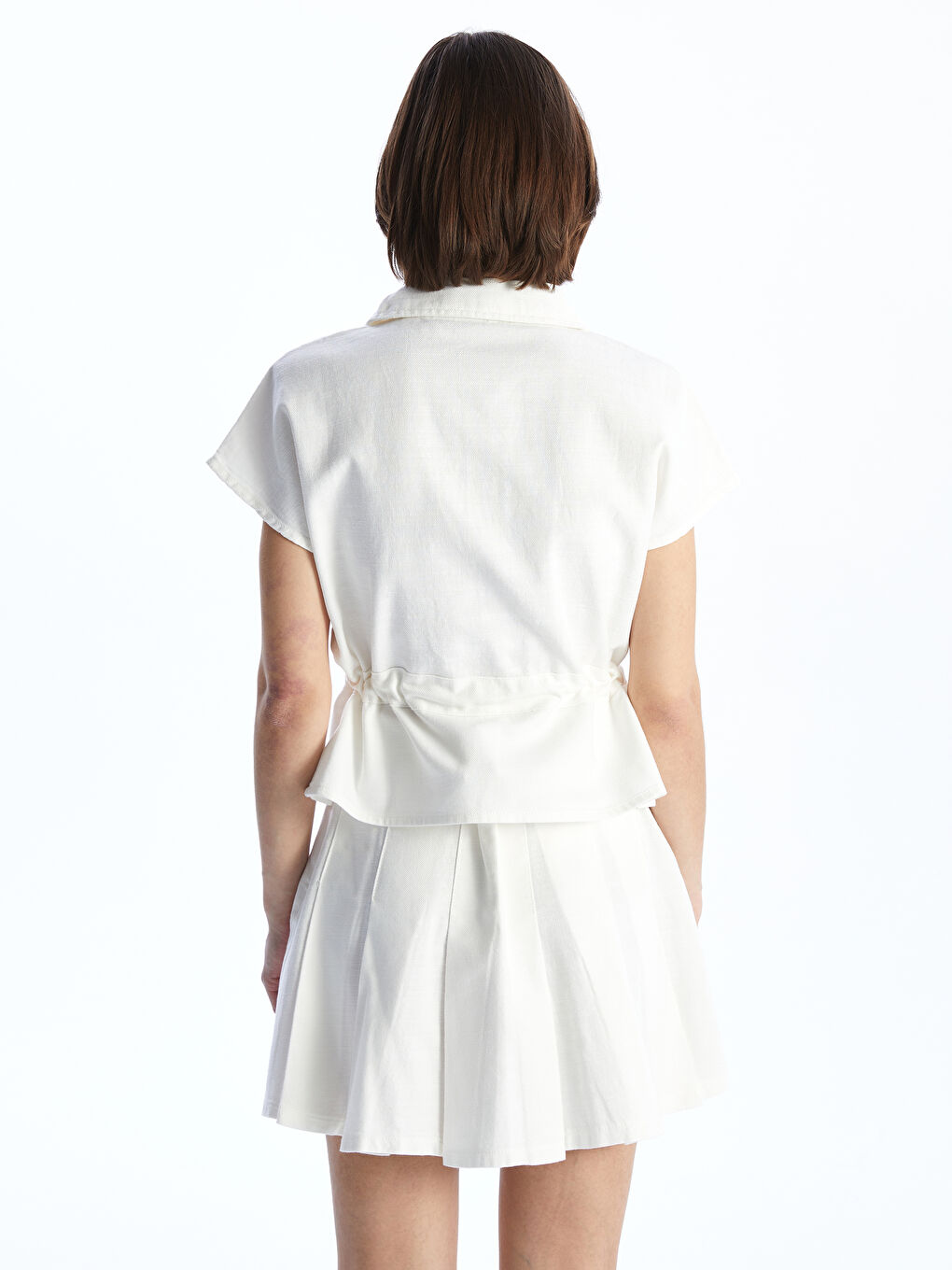 Beyaz Gömlek Yaka Kadın Yelek-3