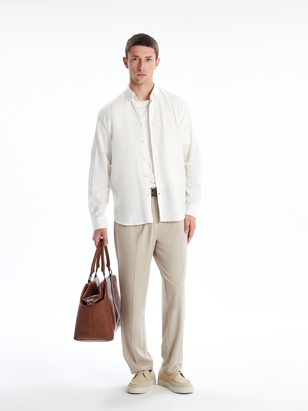 Slim Fit Long Sleeve Men's Textured Shirt-1