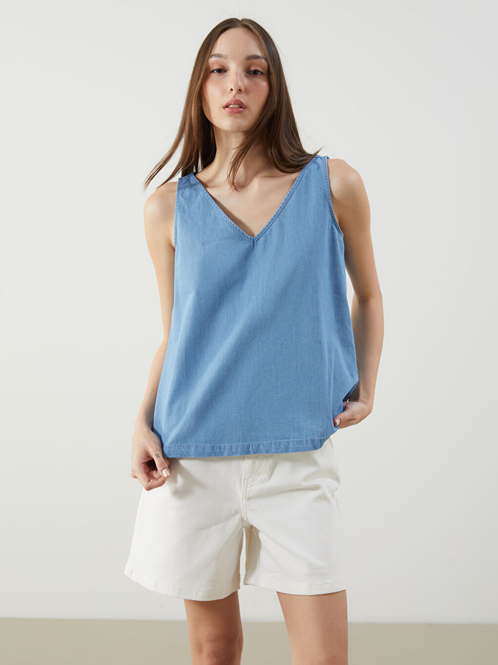 Woman INDIGO Denim Blouse -S5OT19Z8-H45