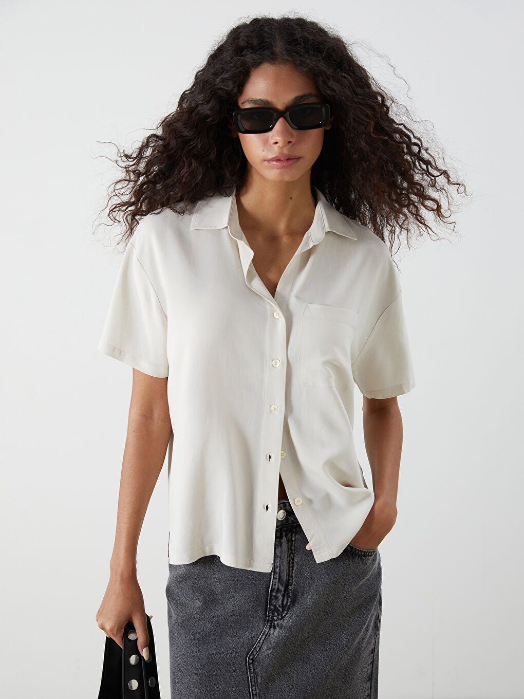 Linen Blend Women's Shirt -S5OT51Z8-Z4B