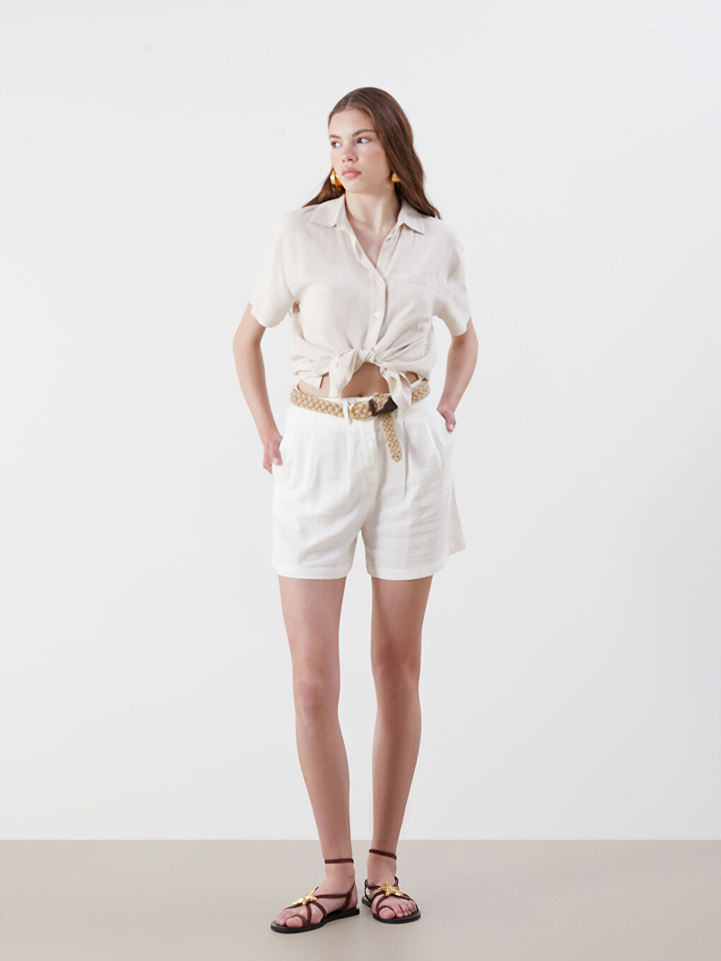 Linen Blend Women's Shirt -S5OT51Z8-Z4B
