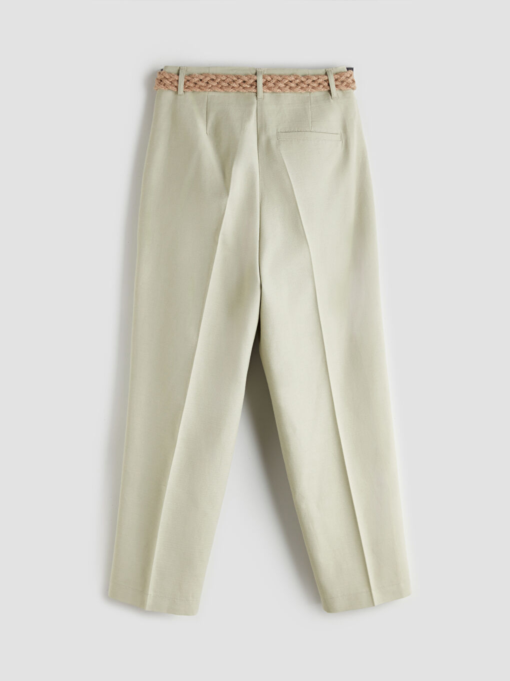 Haki Beli Kemerli Havuç Kesim Kadın Pileli Pantolon-5