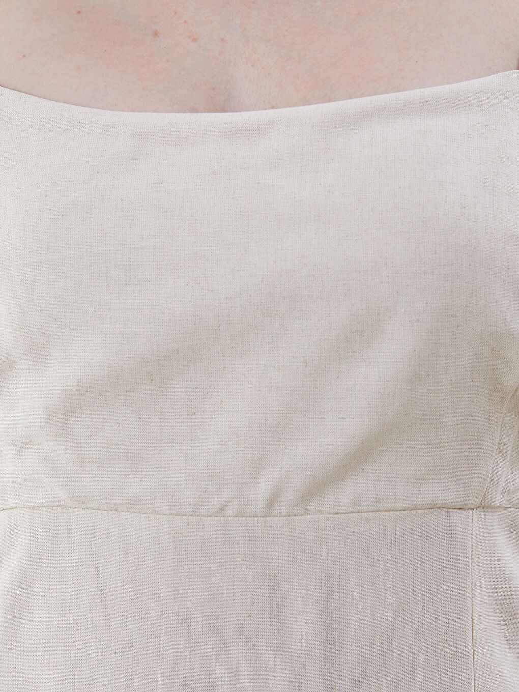 Square Collar Linen Blend Dress -S5OT61Z8-HZY
