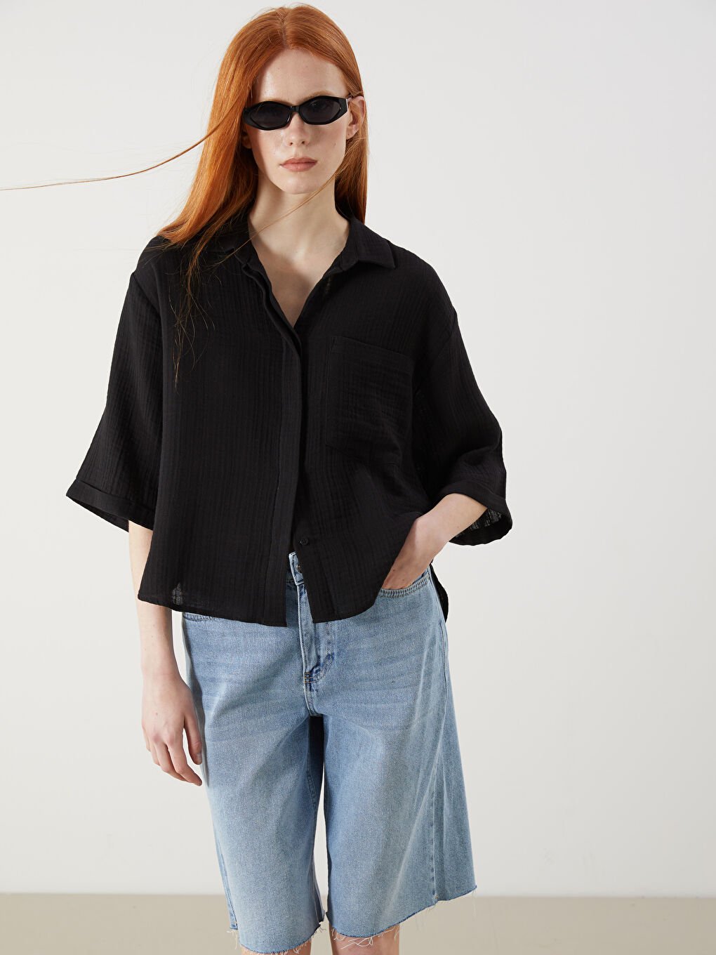 XSIDE Oversize Muslin Women's Shirt -S5OT72Z8-CVL
