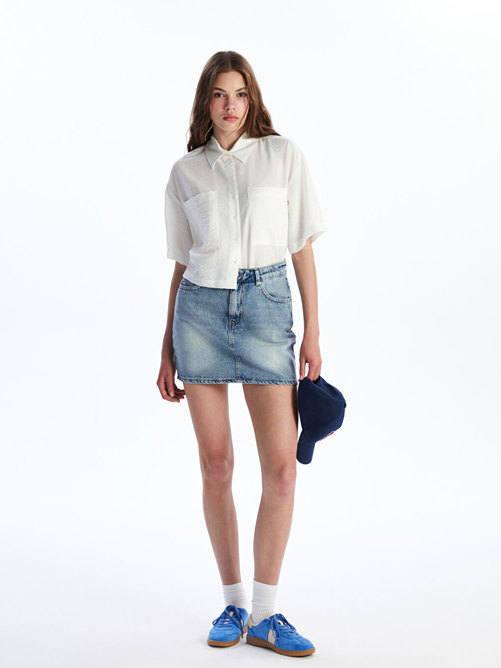 Beyaz Loose Fit Kadın Gömlek-1