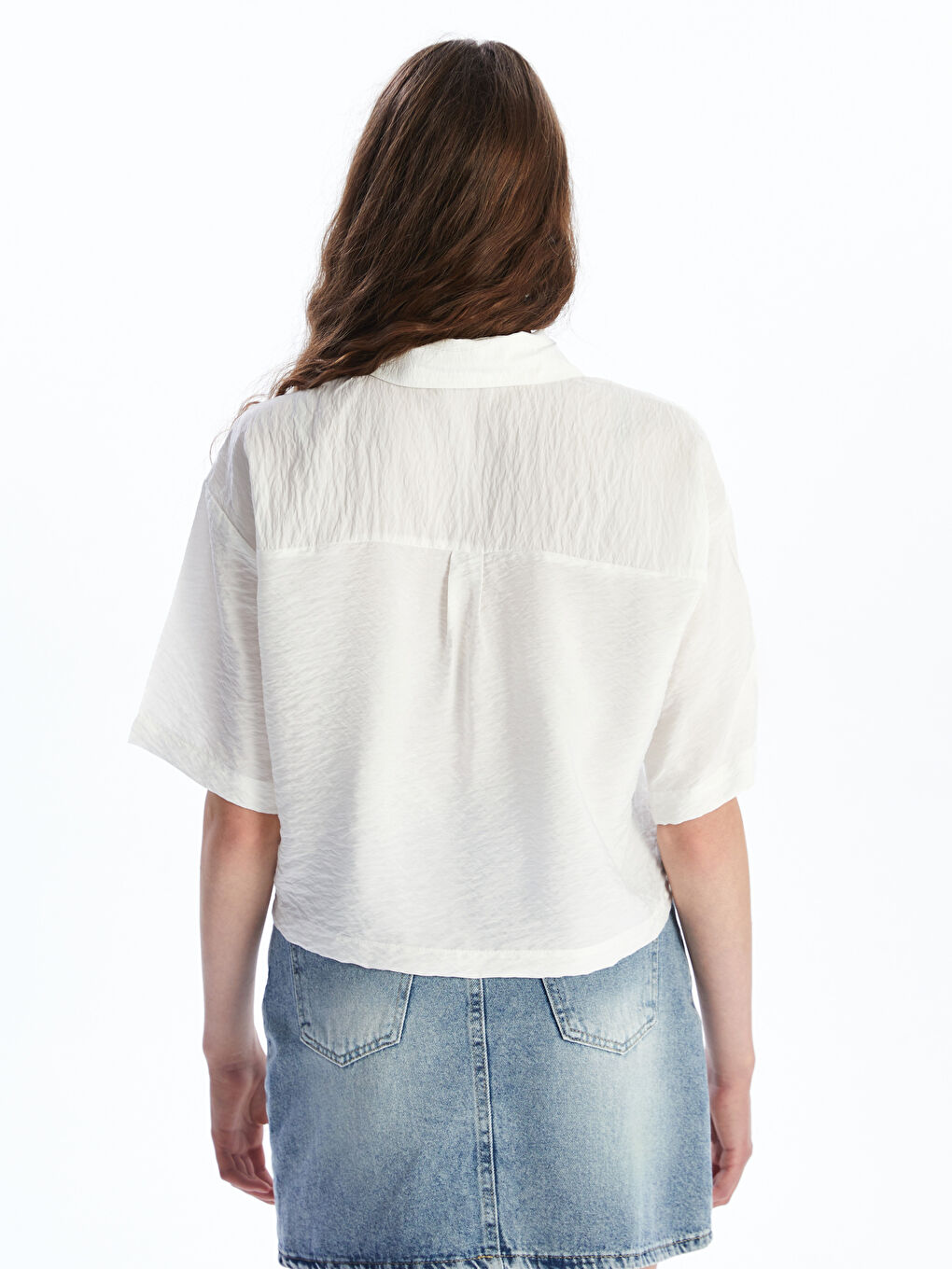 Beyaz Loose Fit Kadın Gömlek-3