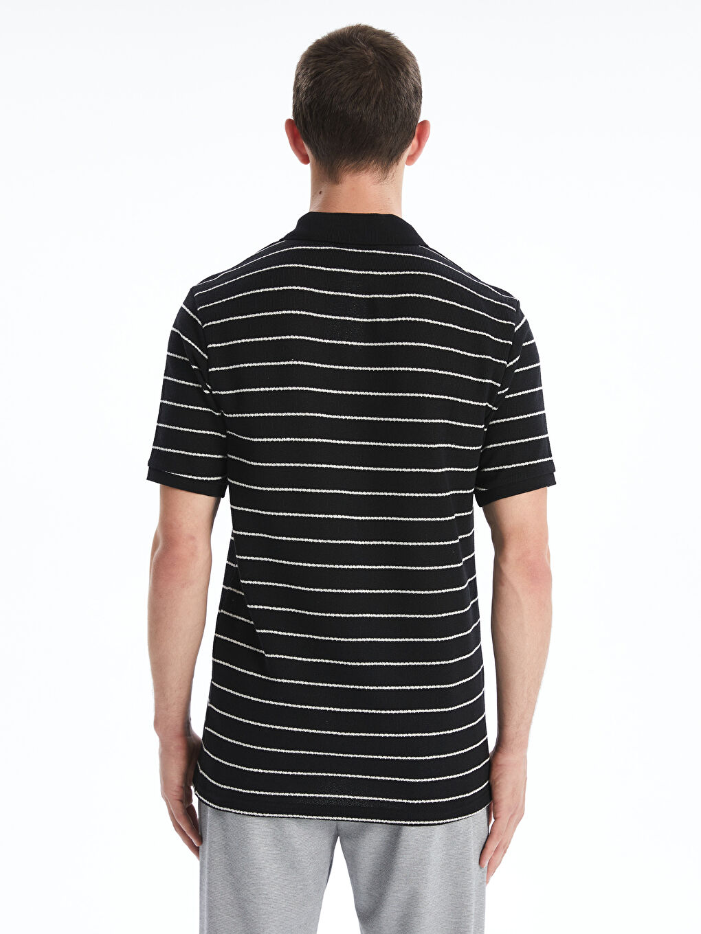 Polo Neck Striped Jersey Men's T-Shirt -S5OT83Z8-LEG