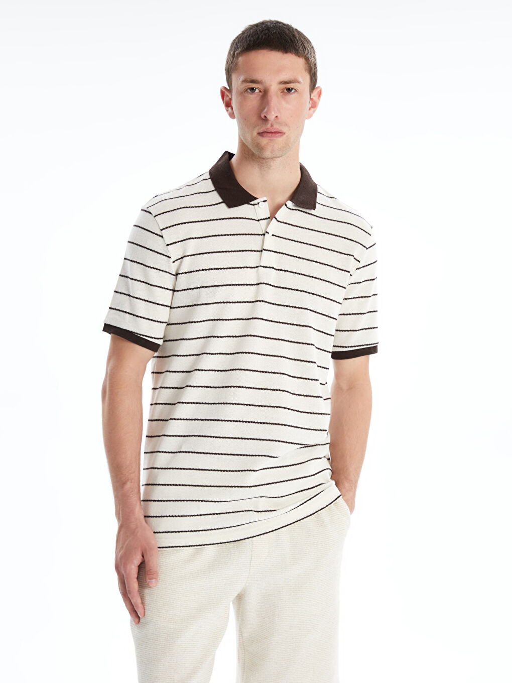 Polo Neck Striped Jersey Men's T-Shirt -S5OT83Z8-LEX