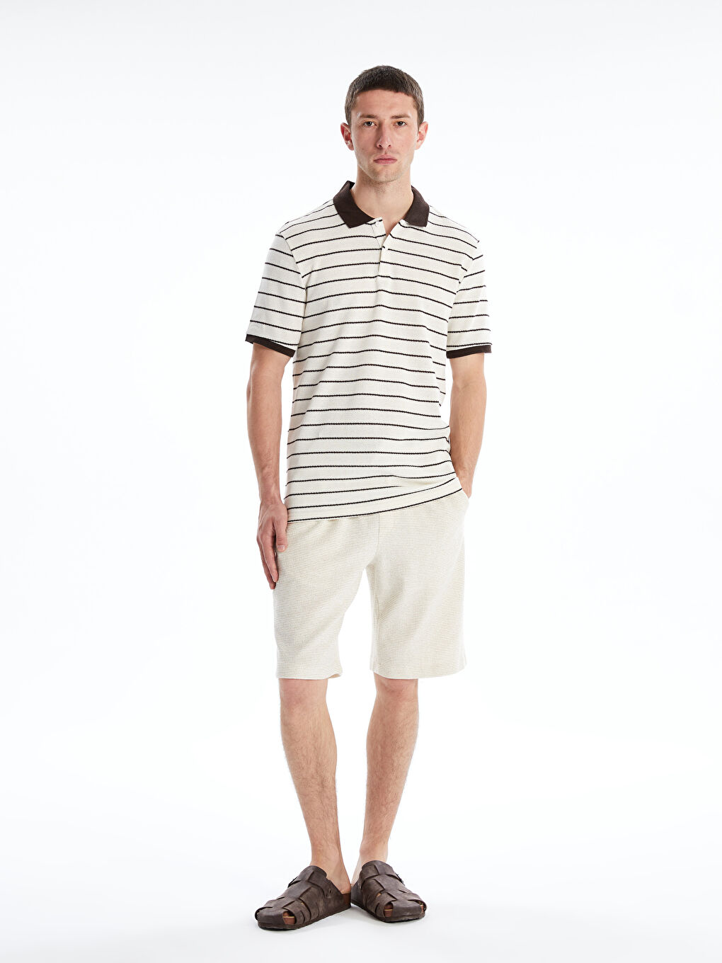 Polo Neck Striped Jersey Men's T-Shirt -S5OT83Z8-LEX