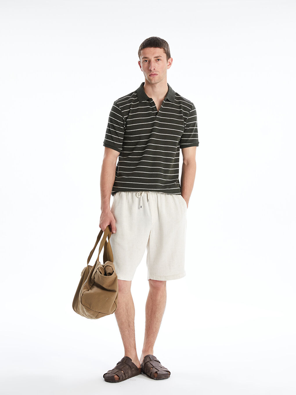 Polo Neck Striped Jersey Men's T-Shirt -S5OT83Z8-LGF