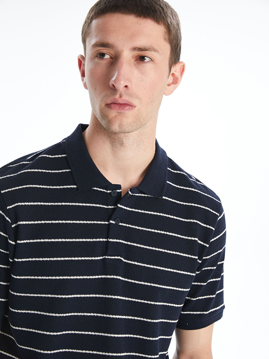 Polo Neck Striped Jersey Men's T-Shirt -S5OT83Z8-LGS