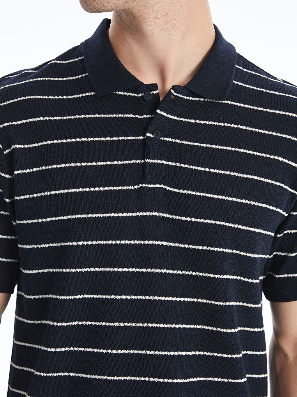 Polo Neck Striped Jersey Men's T-Shirt -S5OT83Z8-LGS