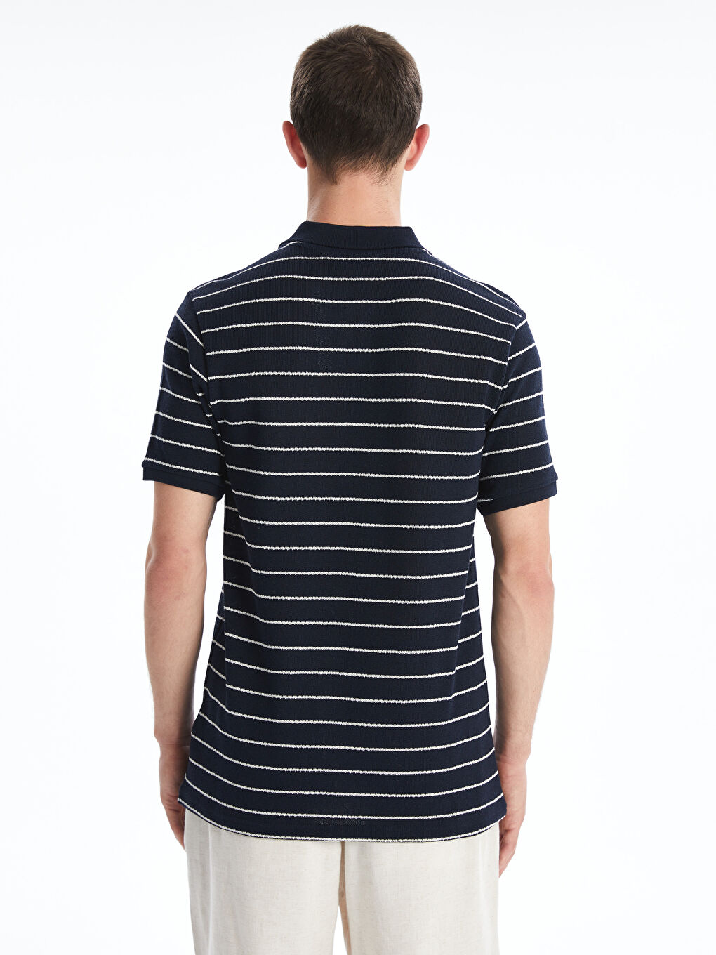 Polo Neck Striped Jersey Men's T-Shirt -S5OT83Z8-LGS