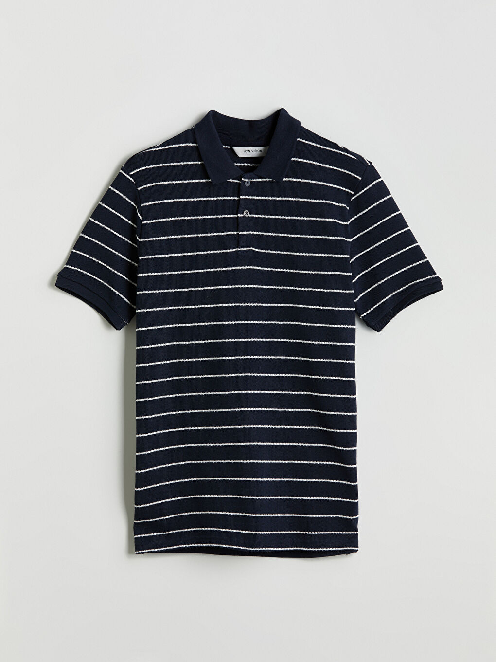 Polo Collar Striped Combed Cotton Men's T-Shirt -S5OT83Z8-LGS