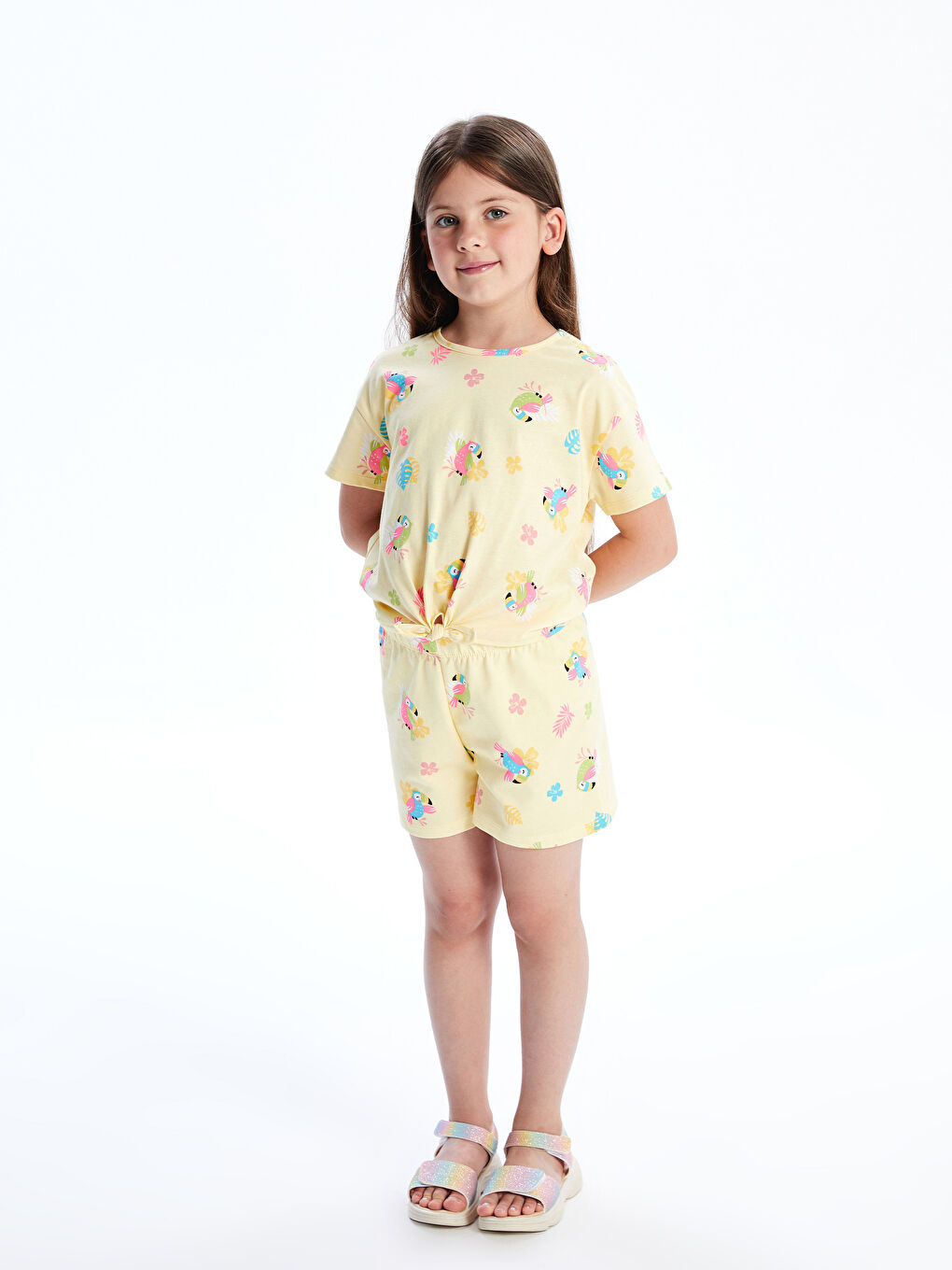 LCW baby Crew Neck Printed Girls' T-Shirt -S5OT97Z1-LU9