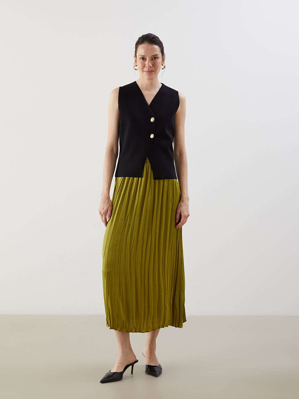 V Neck Regular Women's Tricot Vest -S5OU28Z8-CVL
