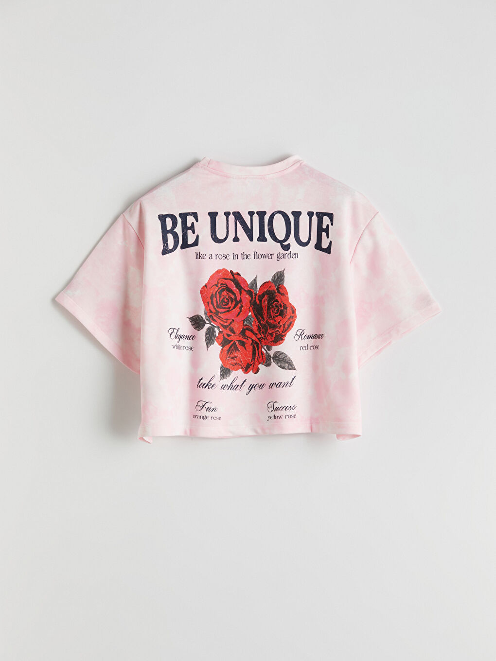 Pembe Bisiklet Yaka Baskılı Oversize Kadın Pijama Üstü-1