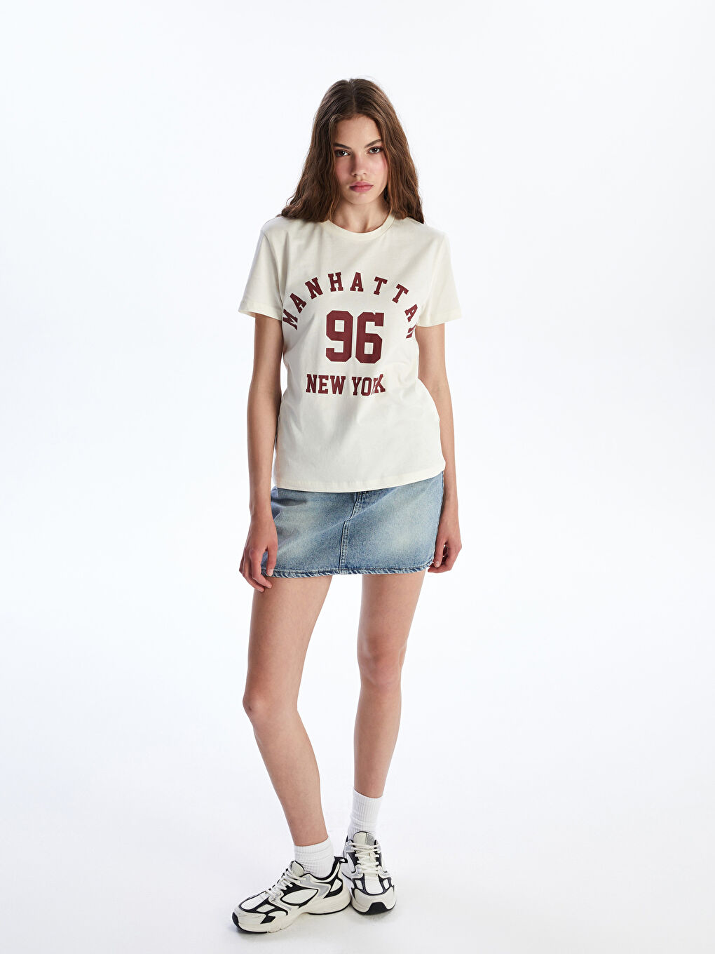 XSIDE Crew Neck New York Printed Women's T-Shirt -S5OU55Z8-YMU
