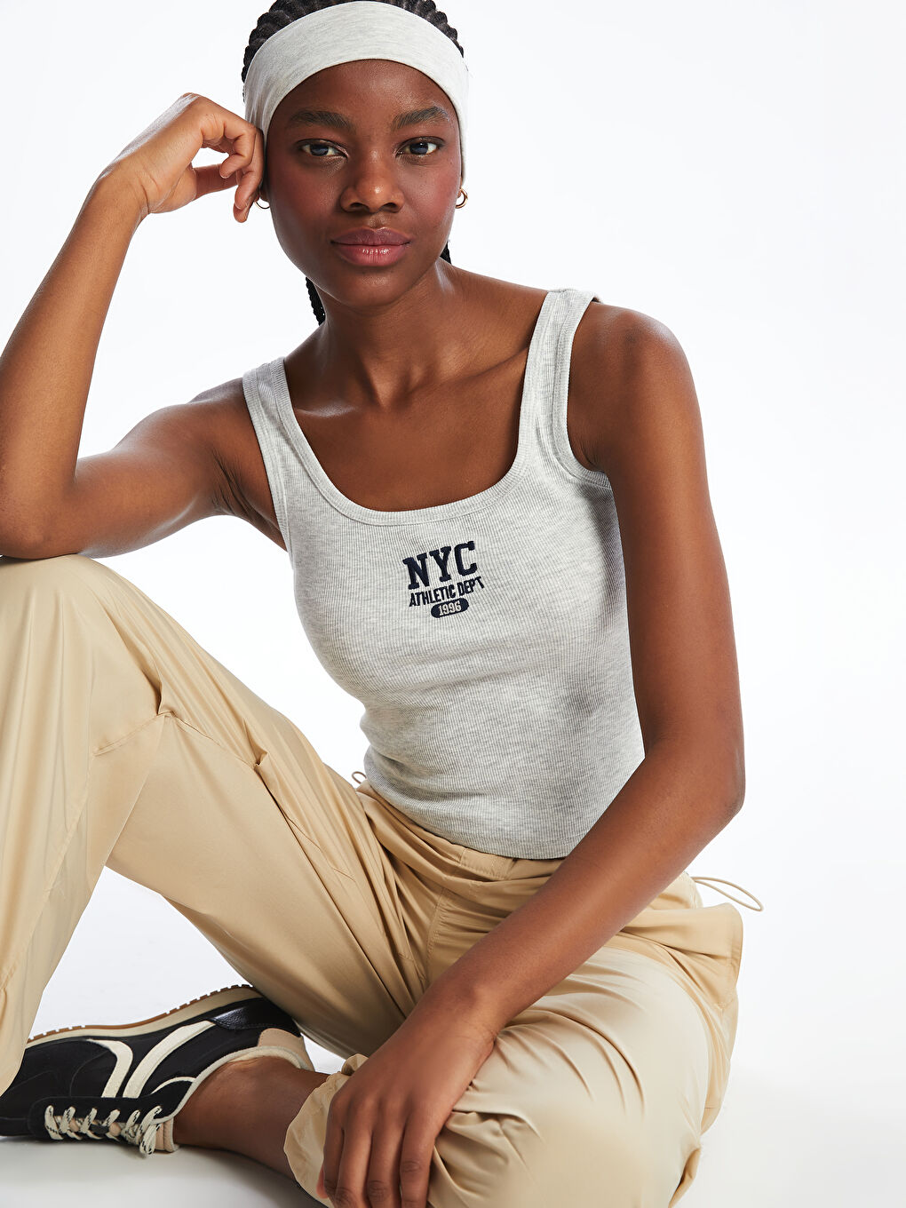 U Neck Embroidered Women's Tank Top -S5OU66Z8-LAL
